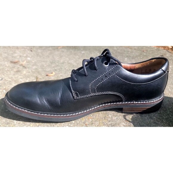 Mens Black Business Casual Black Leather Semi- Dress Shoes Clarks Brogue US 11 main image 4